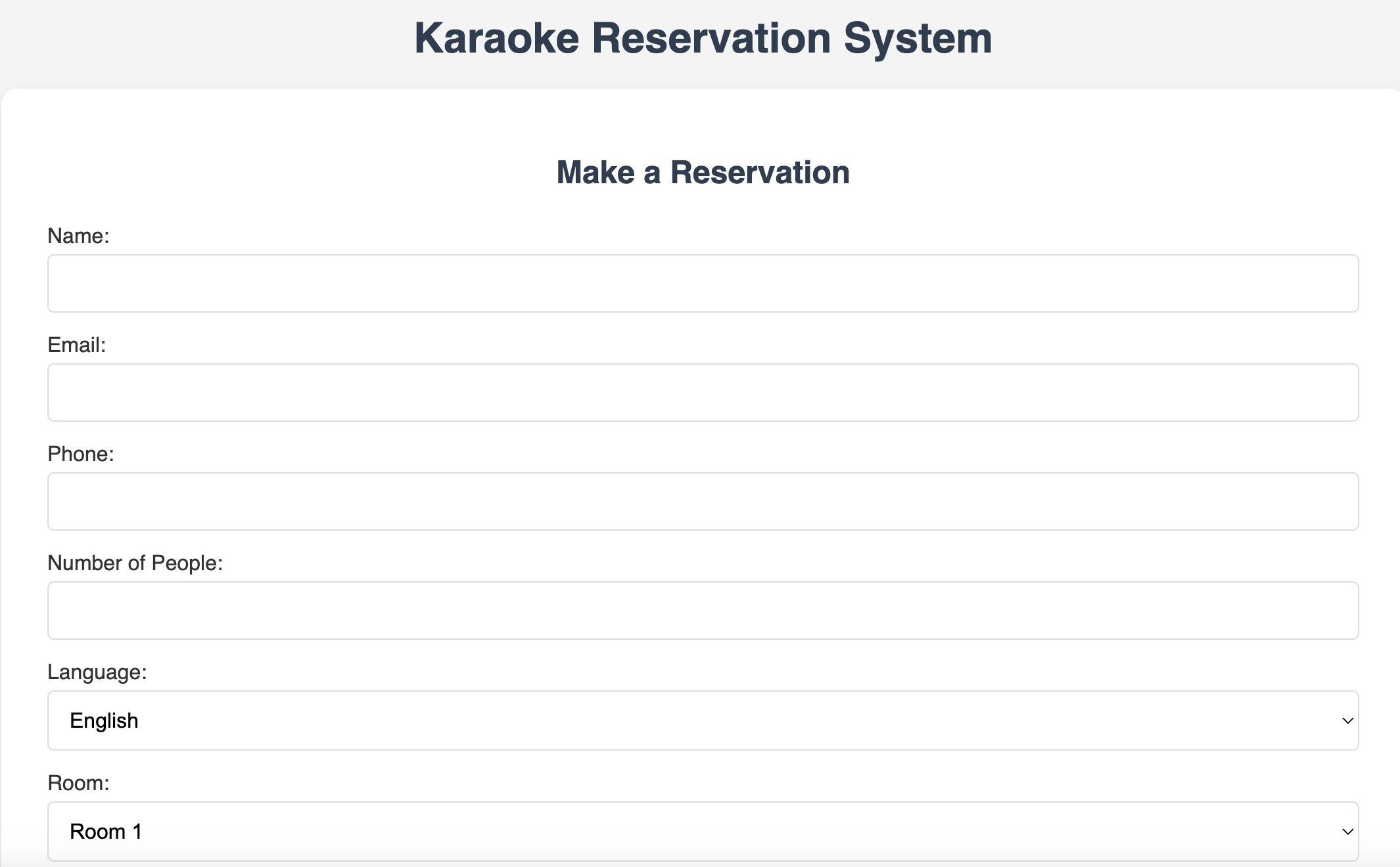 Karaoke Room Booking System